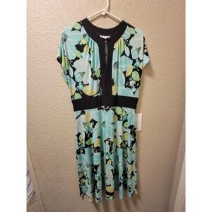 Dressbarn Green And Blue Floral Dress Size 12